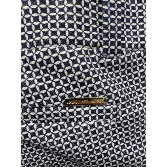 Michael Kors Basic True Navy Stretch Pants Checkered Skinny Women's Large - Picture 3 of 10